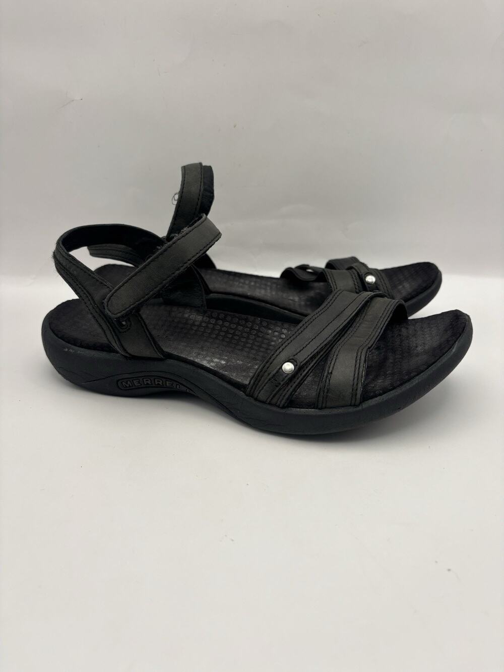 Merrell Dahlia Black Leather Sport Sandals Women Size 7